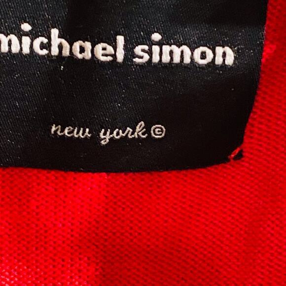 MICHAEL SIMON SPUN SILK Cotton RED Knitted Beaded FRINGEY VEST SML - Picture 7 of 13